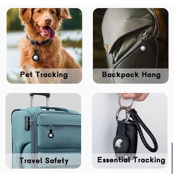 Apple Air Tag Holder Case Cover Black 2 Silicone Sleeve Skin Keychain Ring OrB6 - Picture 7 of 7